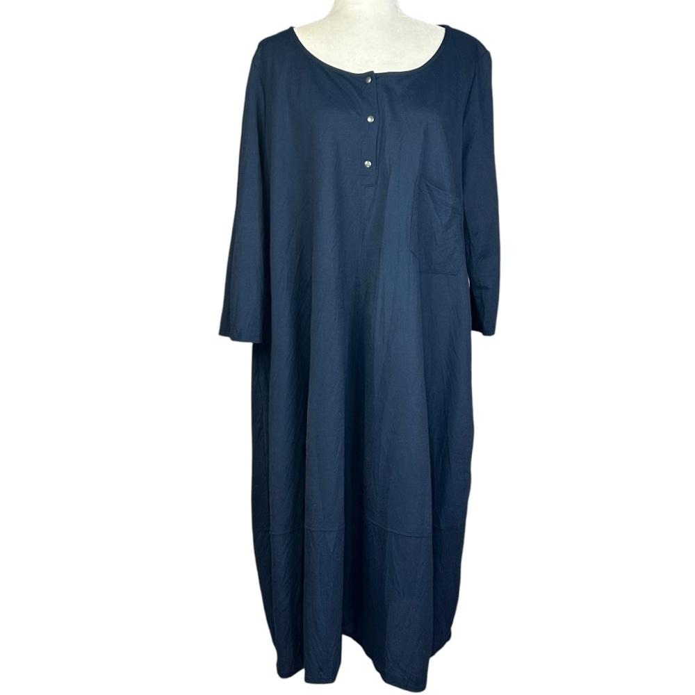 Alembika Midi Dress 14-16 Lagenlook Minimalist Navy Shapeless Boho
